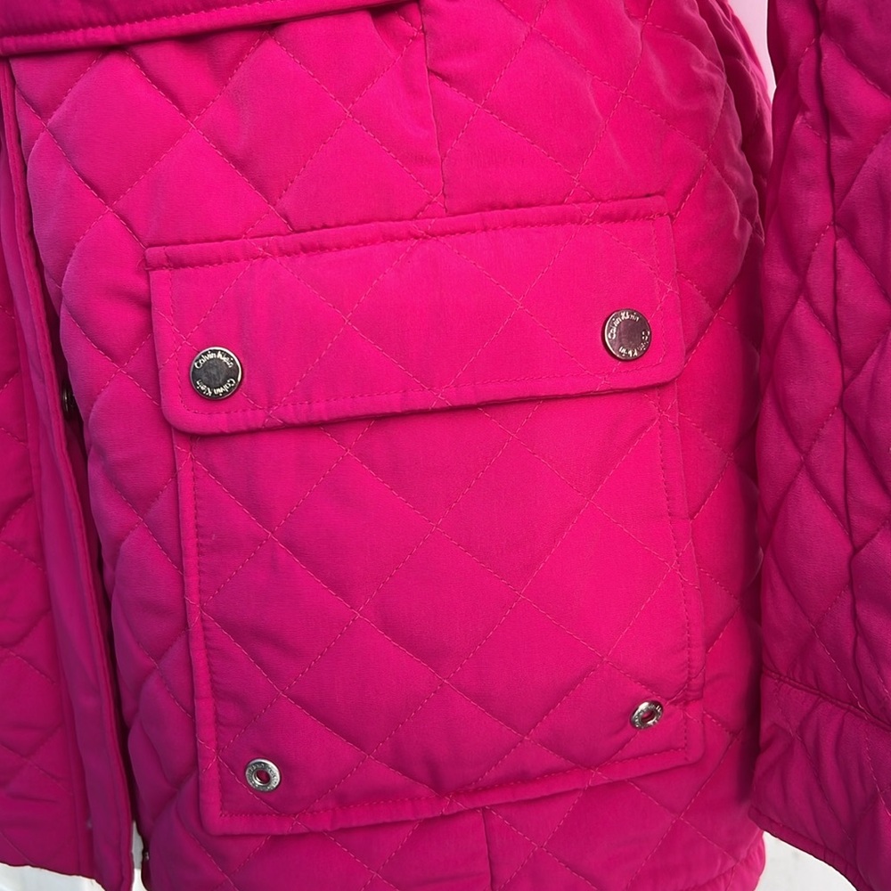 CALVIN KLEIN Hot Pink Quilted Faux Fur Lined Coat - Women’s XL - Picture 6 of 11